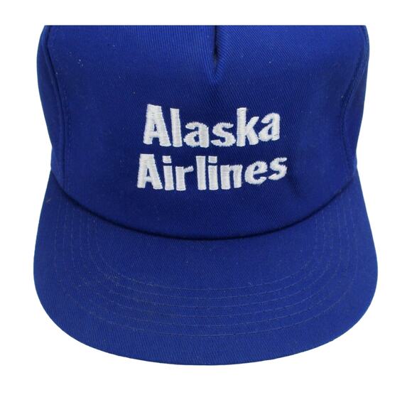 Vintage Alaska Airlines K-Brand Baseball Cap Hat SnapBack Blue Made In USA - Picture 2 of 9